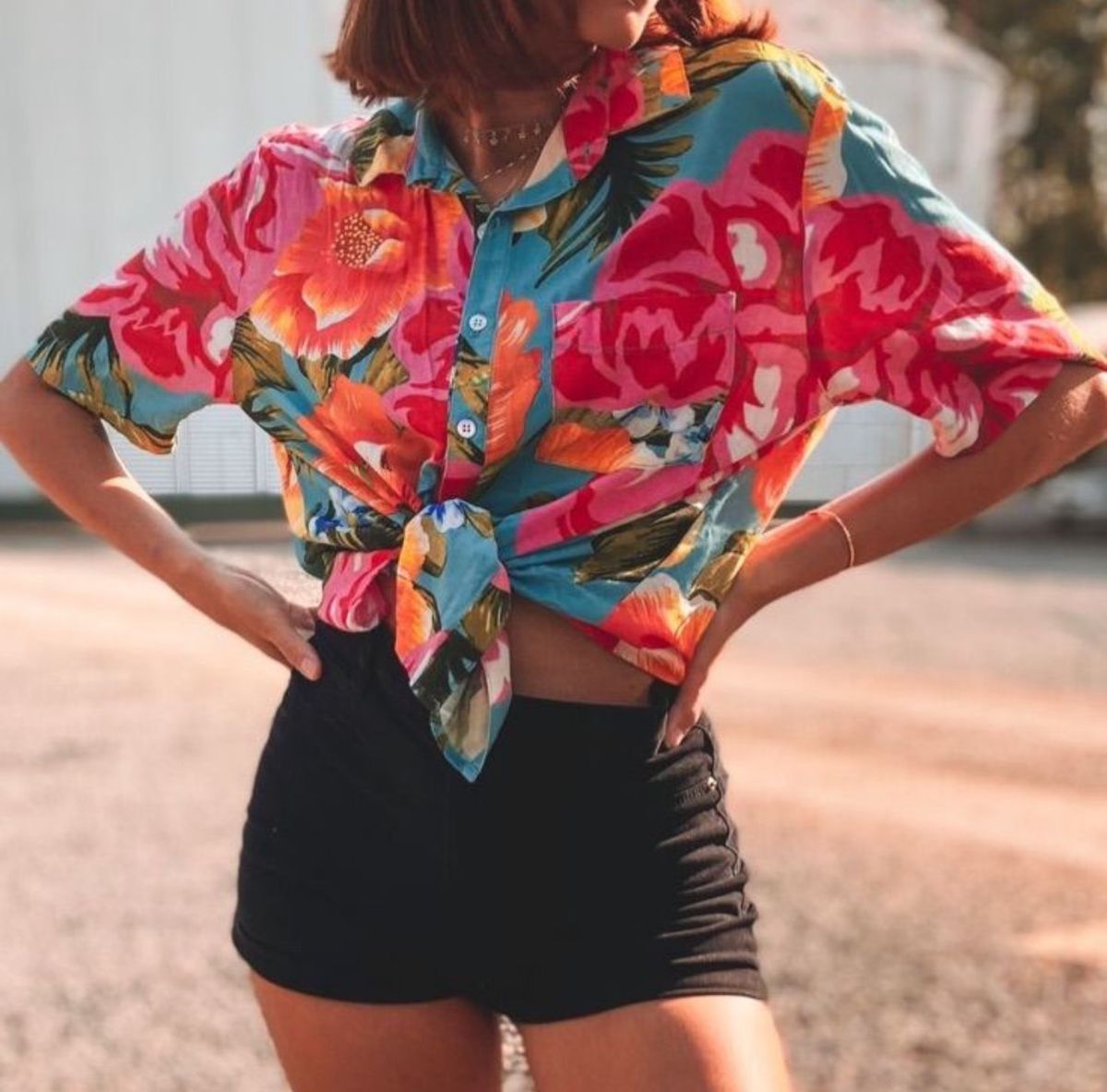 Blusa Botão Chita Azul | Farm Nunca Usado 94397842 | enjoei
