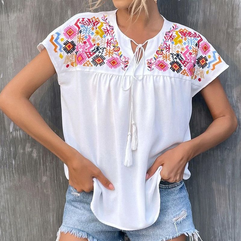 Shein Blusas Branca Bordadas Floral Shein Blusas Bonitas Blusas