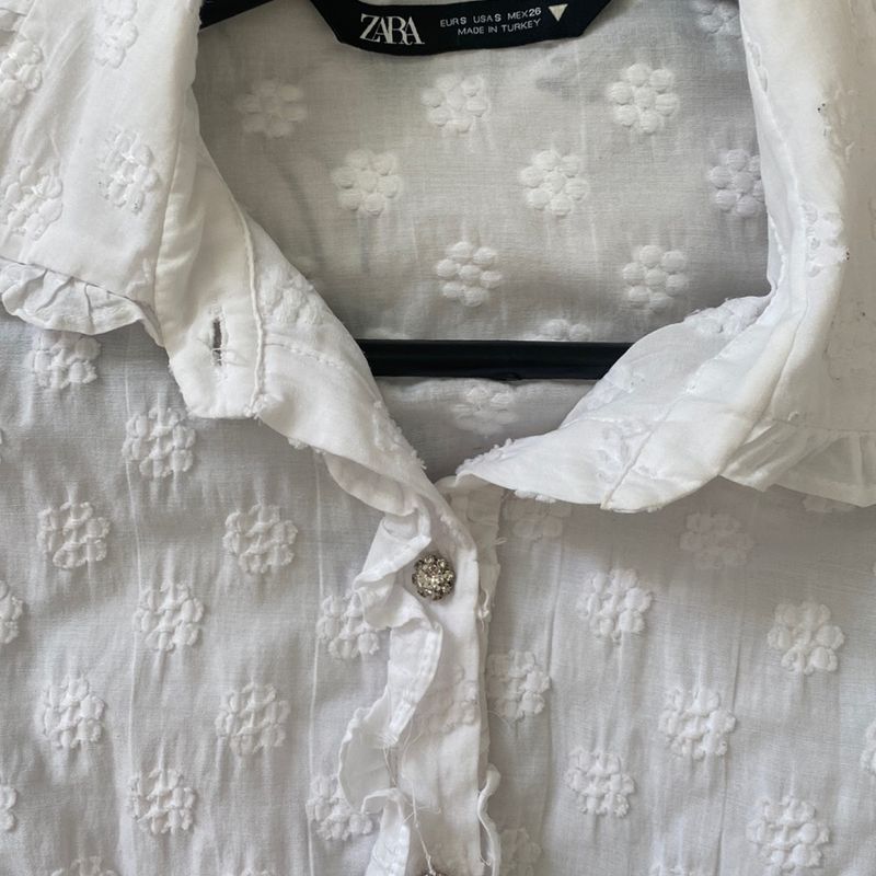 Blusa Branca Estampada Zara, Blusa Feminina Zara Usado 83188541