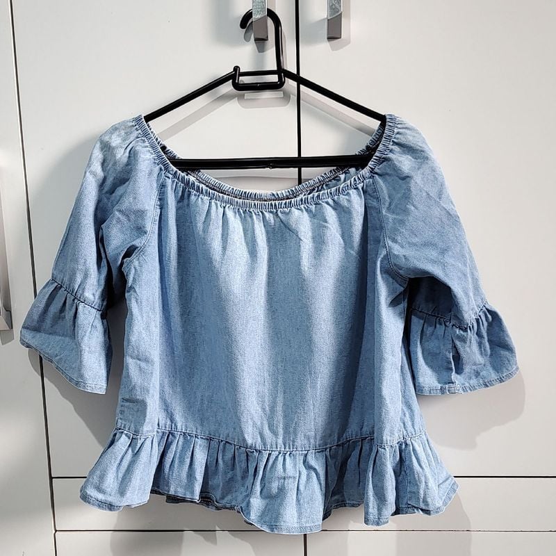 Blusa Ciganinha Ombro a Ombro Jeans Glam Jeans Usado 110715808