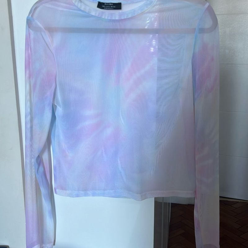 Blusa Colorida Transparente Bershka Tamanho L Bershka Nunca Usado 103853337 enjoei