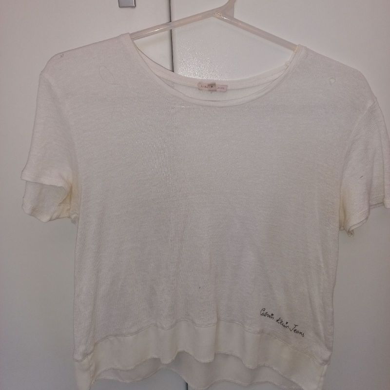 Blusa Cropped Calvin Klein Jeans Feminina Branca