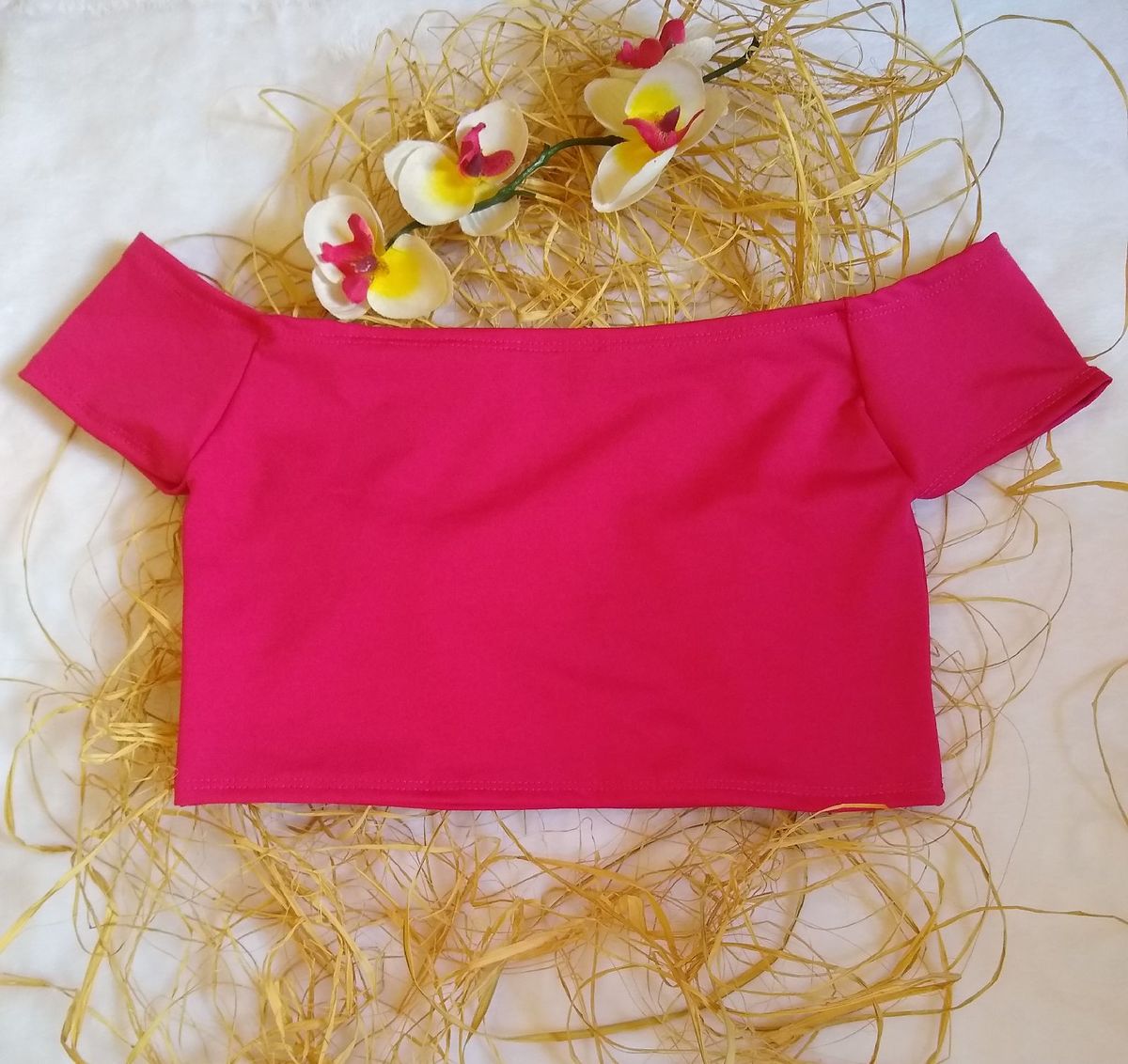 blusa cropped ombro a ombro rosa - blusas sem marca