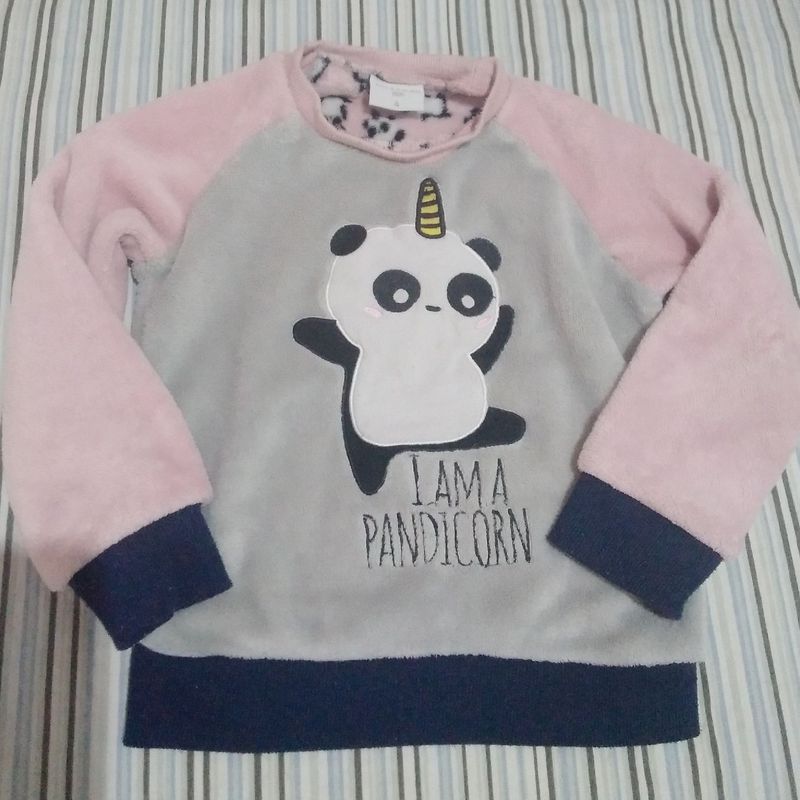 Blusa de Frio Infantil Fleece Pelinhos Panda Riachuelo Riachuelo