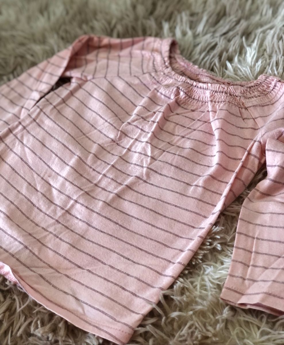 Blusa de Frio Infantil Rosa com Listras Gap Roupa Infantil para