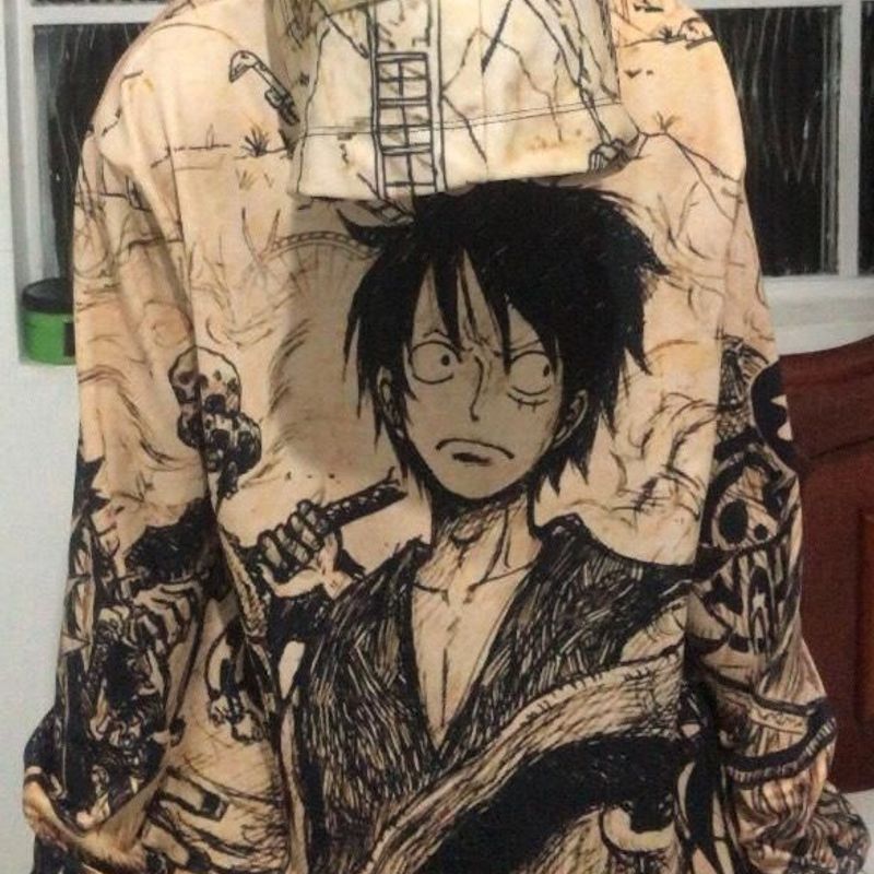 Blusa de Frio Moletom Unissex Anime One Piece Luffy Full Casaco