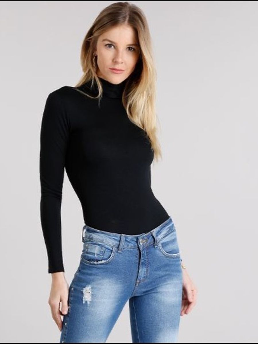 blusa de manga longa colada