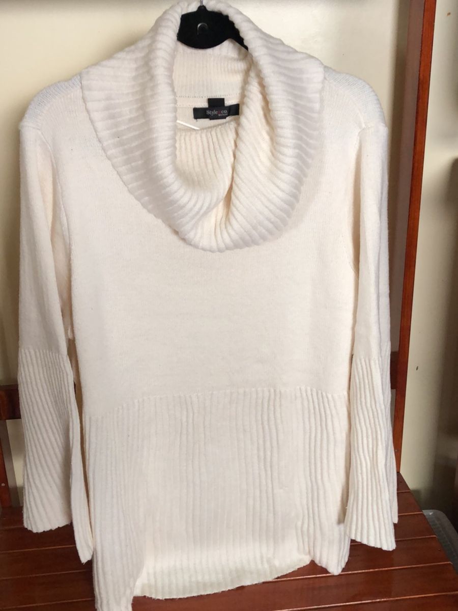 blusa de lã plus size gola e detalhes nos punhos - blusas style & co