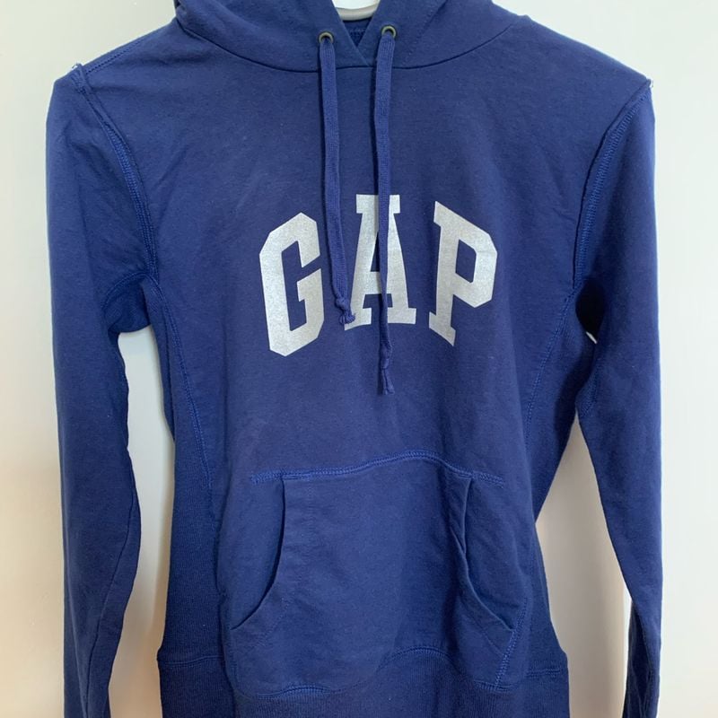 Azul Marinho Blusa Feminina Gap Moletom Flanelado Azul Marinho