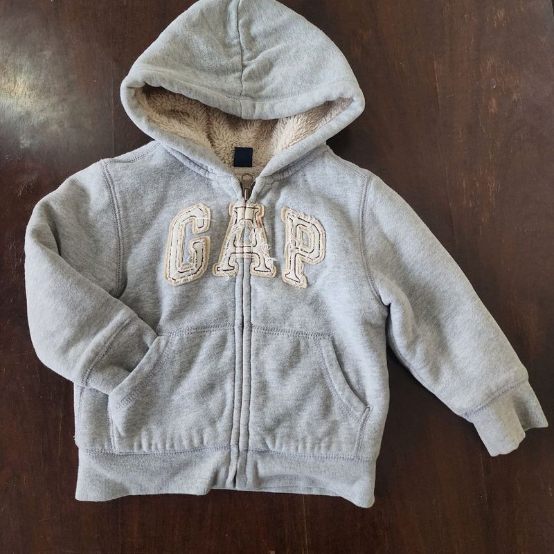 Blusa de Moletom Gap, Cinza, Quentinha, Toda Forrada com Pelinhos, Tam 18 a  24 Meses, Ótimo Estado Roupa Infantil para Bebê Gap Usado 100936474 - Main Image