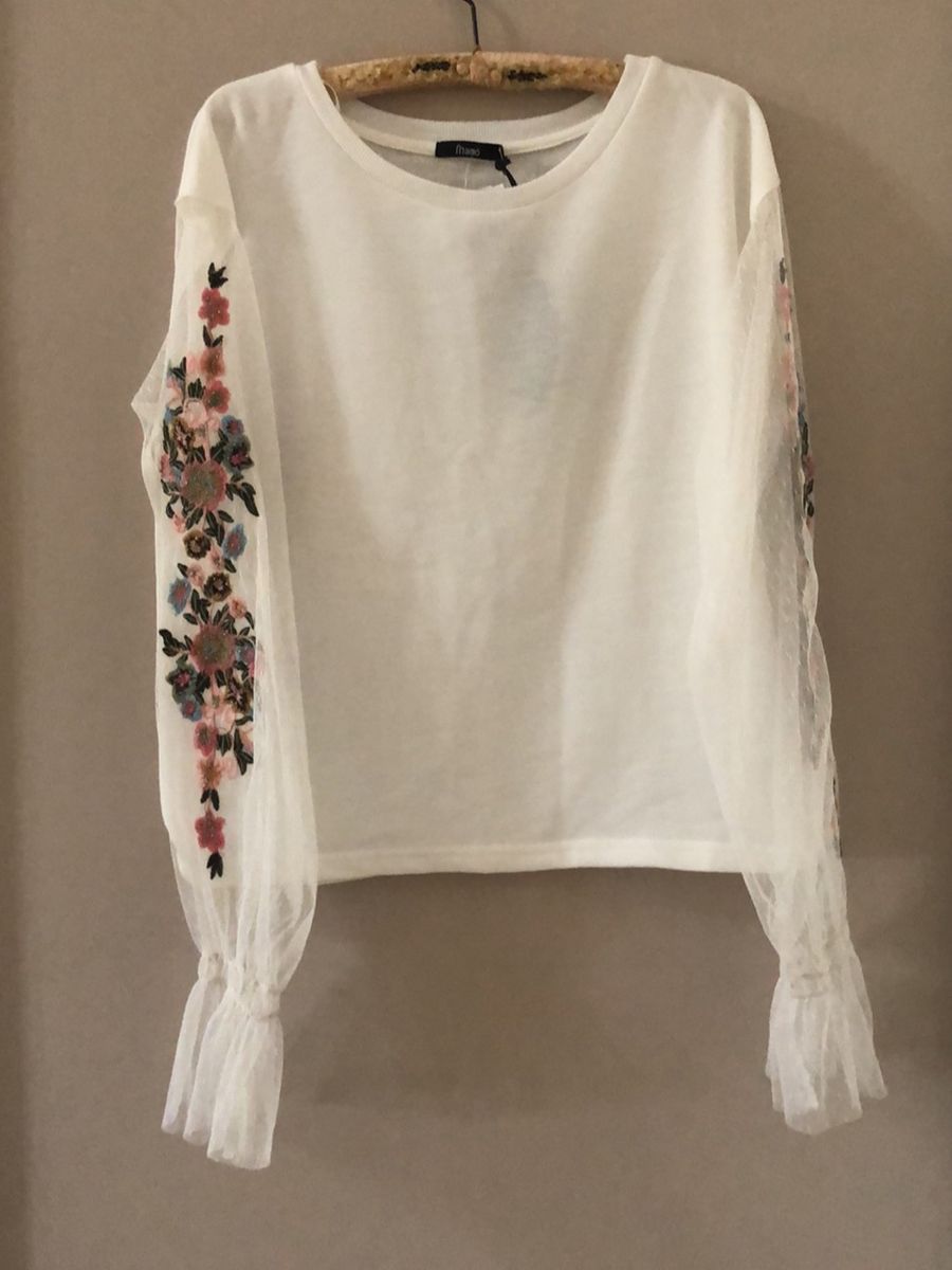 blusa de moletom bordada feminina