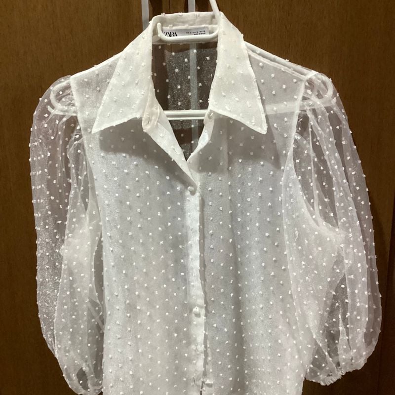 Shirt Blusa Trasparente Zara Blusa De Organza Branca Transparente