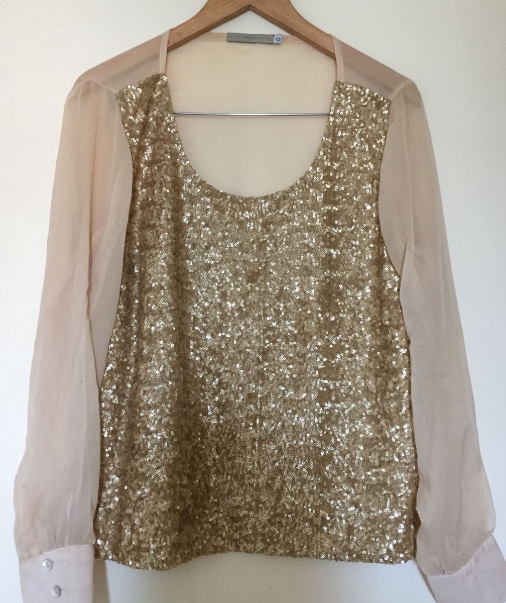 Blusa de Paetês para Festa | Blusa Feminina Enjoy Usado 19212598 | enjoei