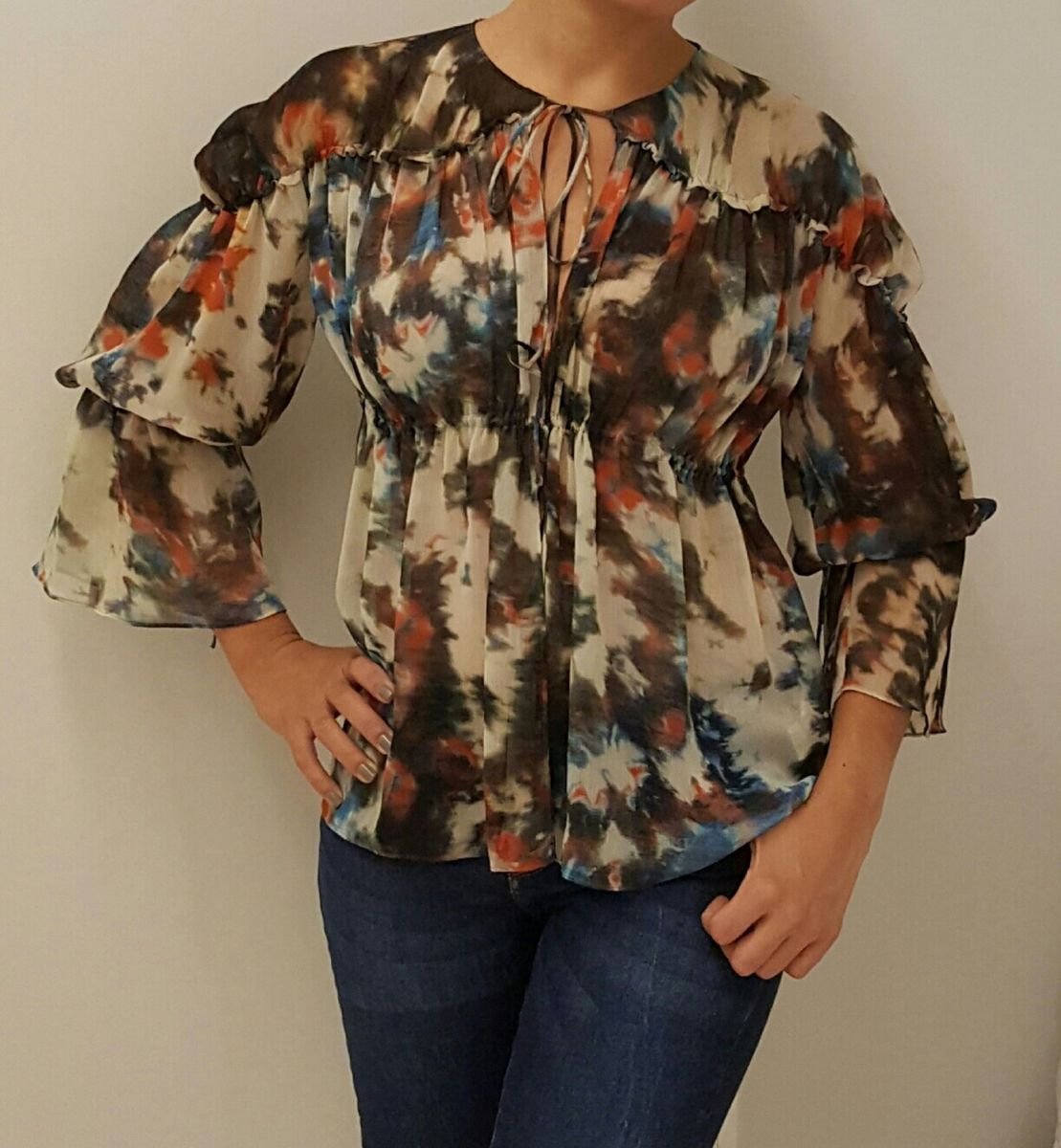 camisa de seda feminina estampada