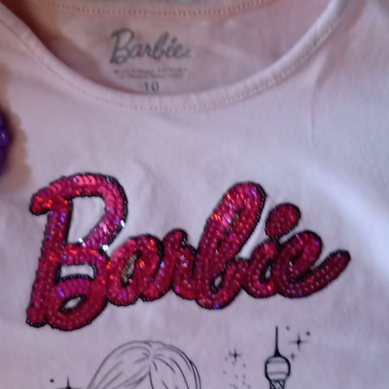 Riachuelo  Vestido Infantil Barbie Glitter Branco Tam 4 a 12