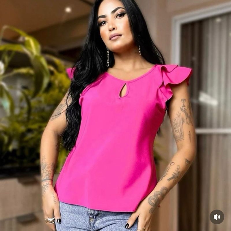 Blusa Feminina De Babados Tecido Duna Moda Verão 2023