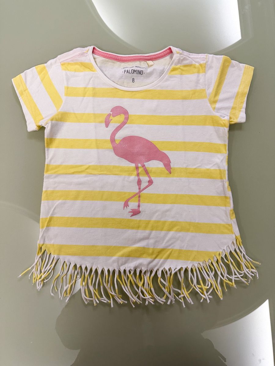Blusa Flamingo Infantil Menina com Listras Amarelas Roupa Infantil para  Menina Cea Usado 97471134 enjoei