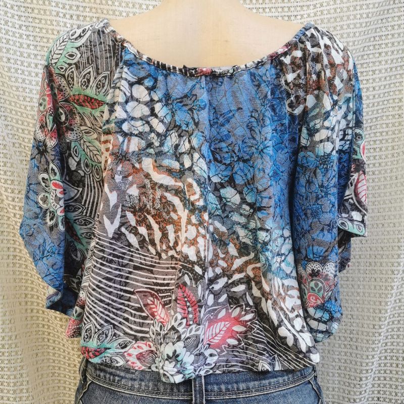 Blusa George Mix Estampas Manga Morcego Tam P Blusa Feminina
