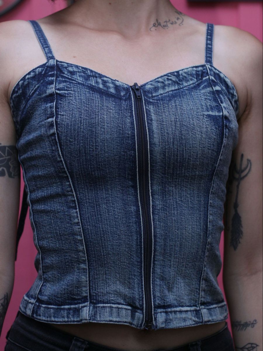 blusinha de alcinha jeans