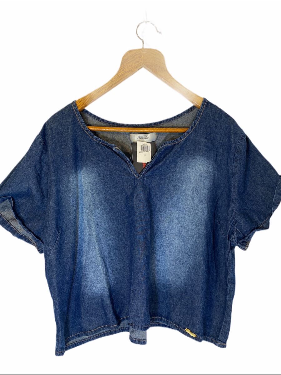 blusa jeans plus size