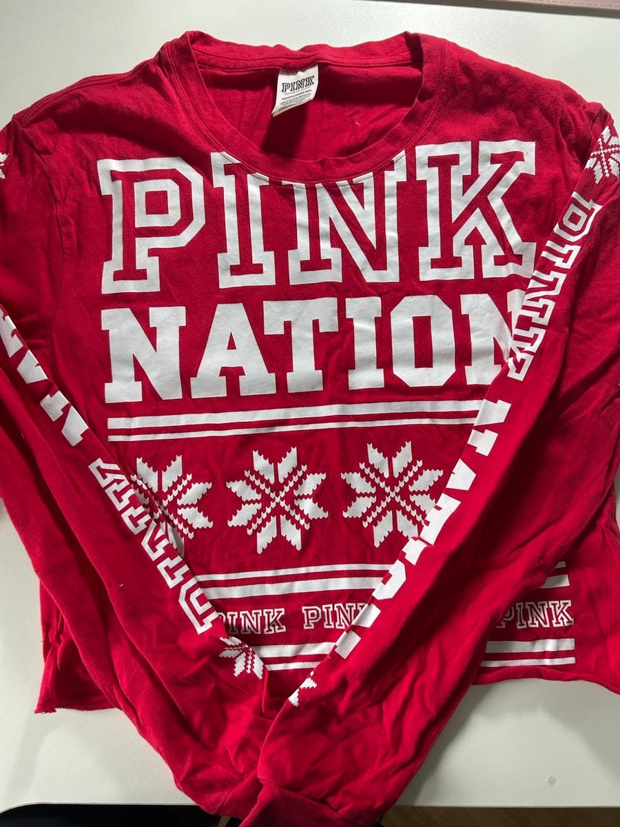 Blusa Manga Longa Pink Victoria's Secret Vermelha Pp | Camisa Feminina ...