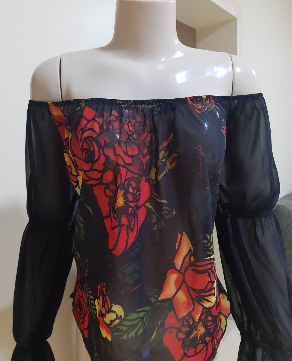blusa manga longa feminina tecido fino