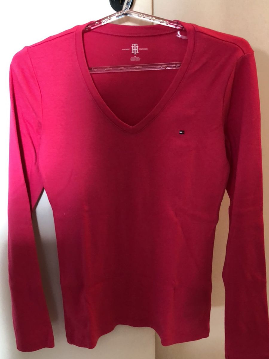 blusa manga longa tommy hilfiger feminina