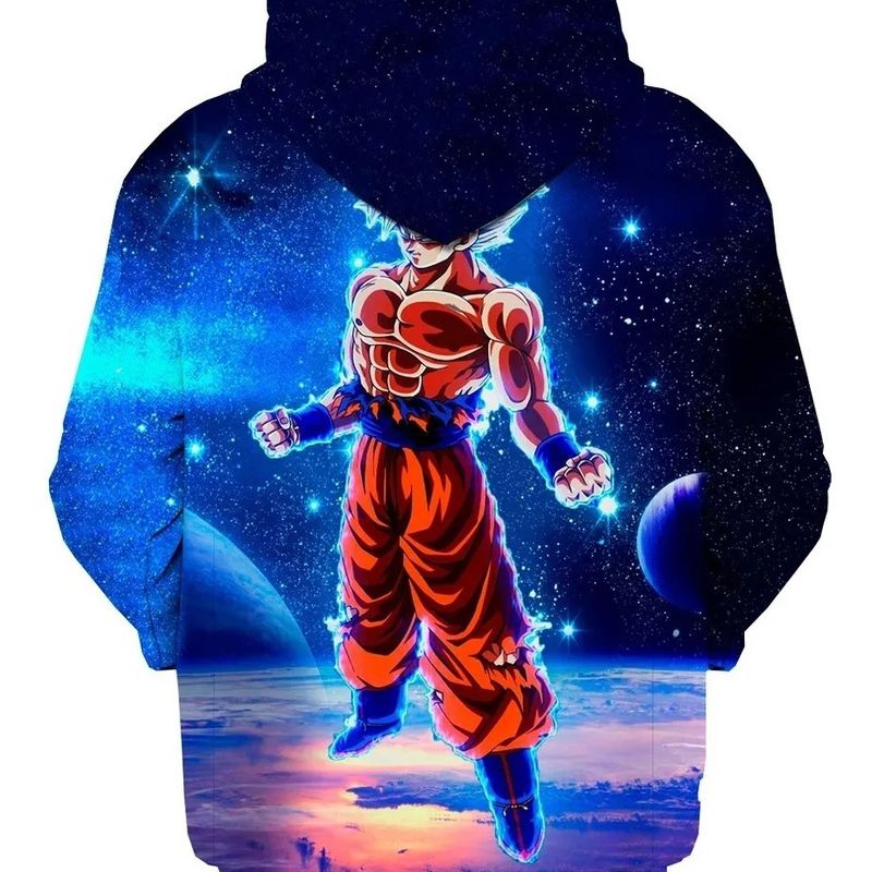 Blusa de Frio Moletom Full Goku Criança Desenho Anime com Capuz