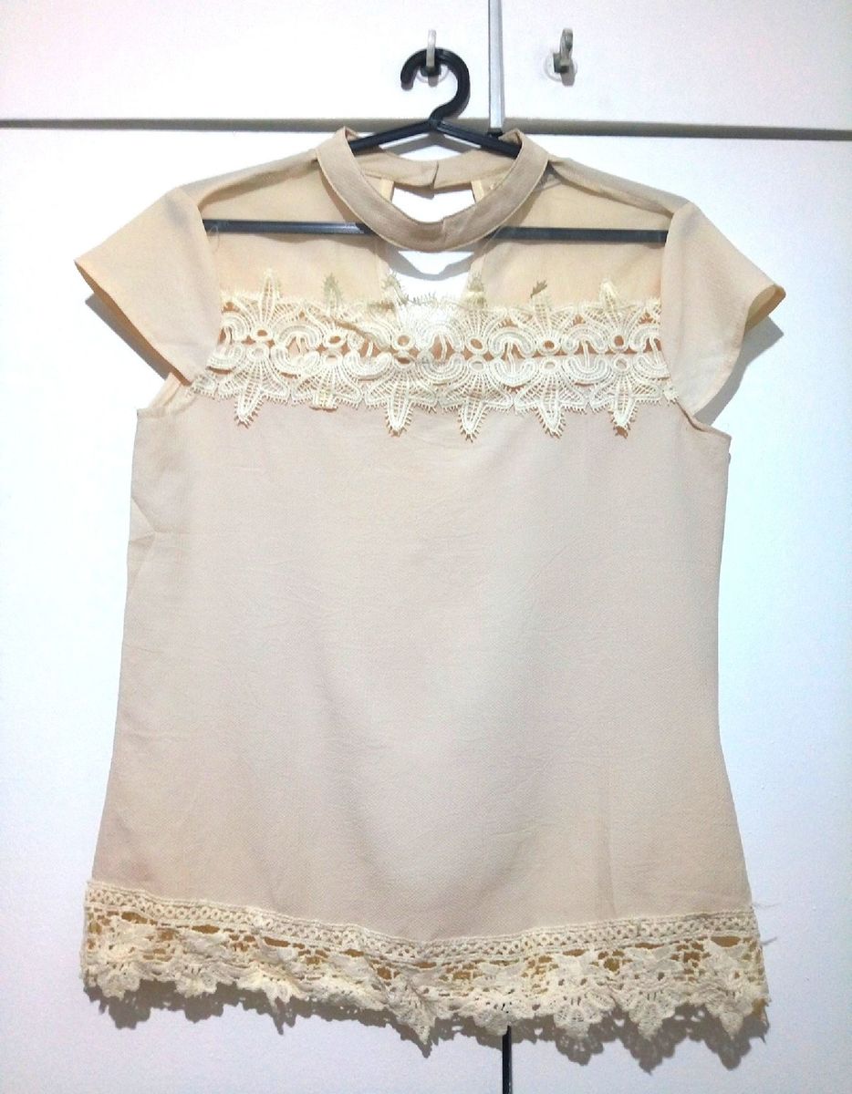 Blusa Nude Rendada Blusa Feminina Ane Fashion Usado Enjoei