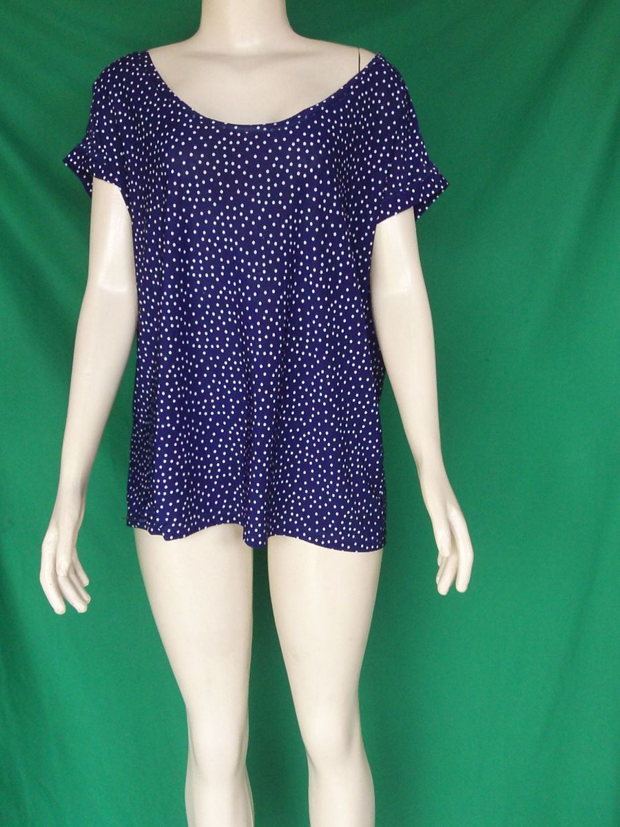 blusa poá azul - blusas sem marca
