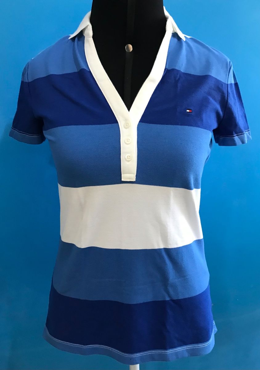 Blusa Polo Tommy Hilfiger Feminina Tamanho Pp Cor Azul Branco