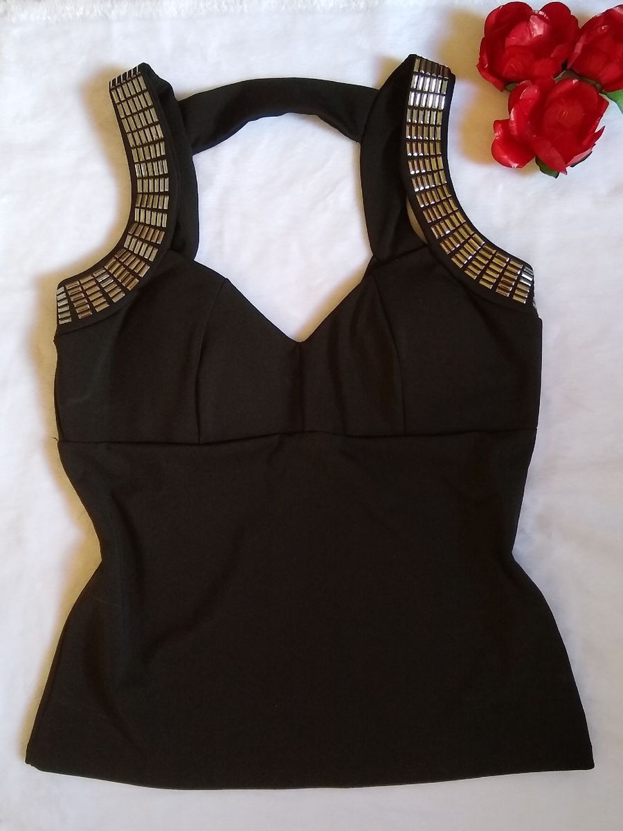 blusa preta chique - blusas trimix