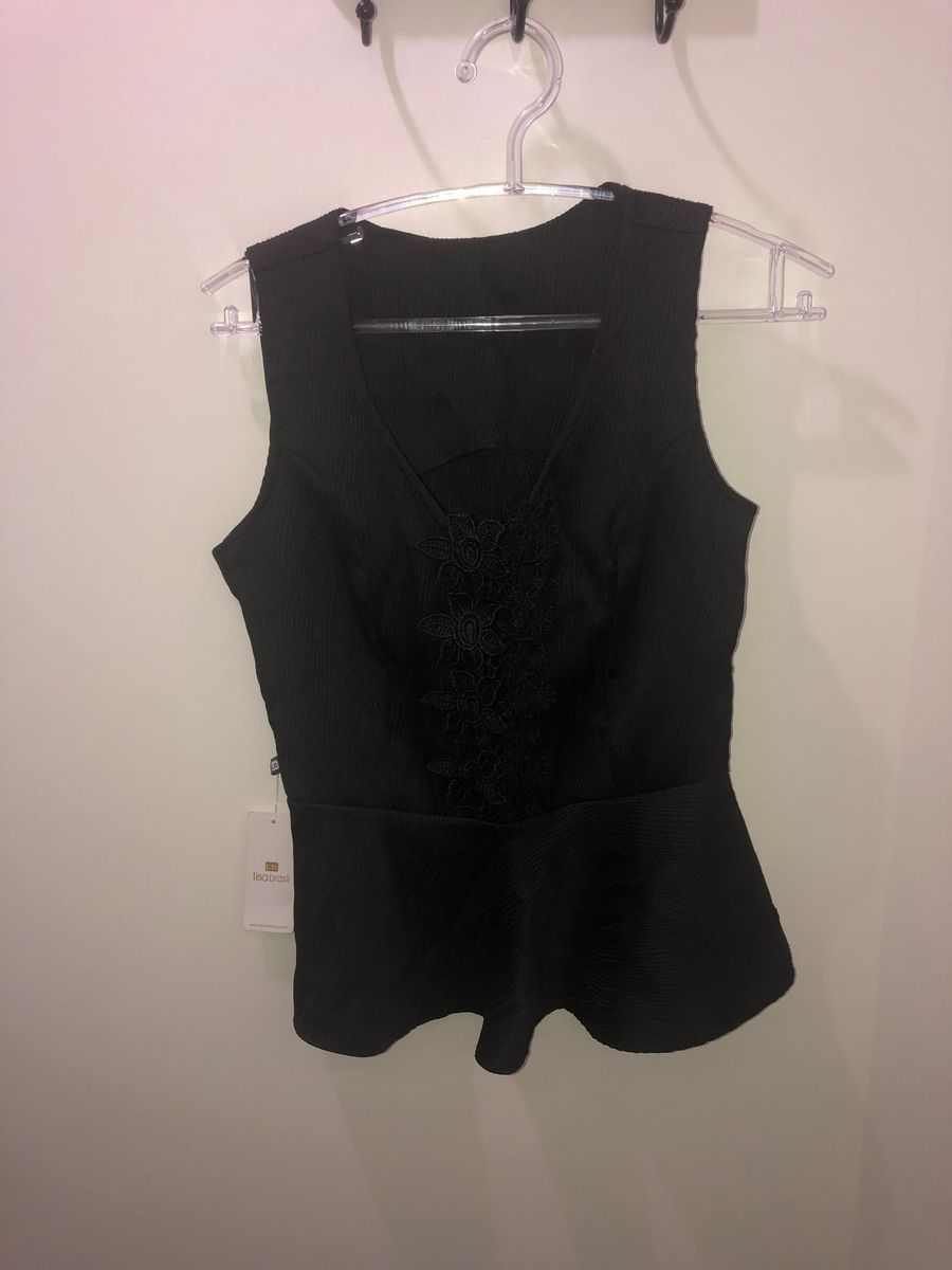 blusa preta peblum - blusas sem marca