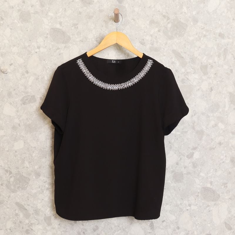 Blusa Preta Pedrarias Pa Concept Blusa Feminina Pa-Concept Usado