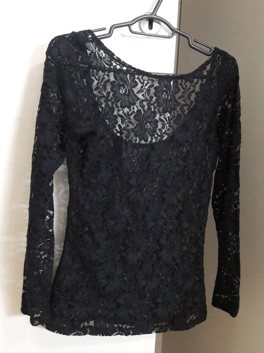 Blusa Anamac Renda Italiana Preta - Compre Agora