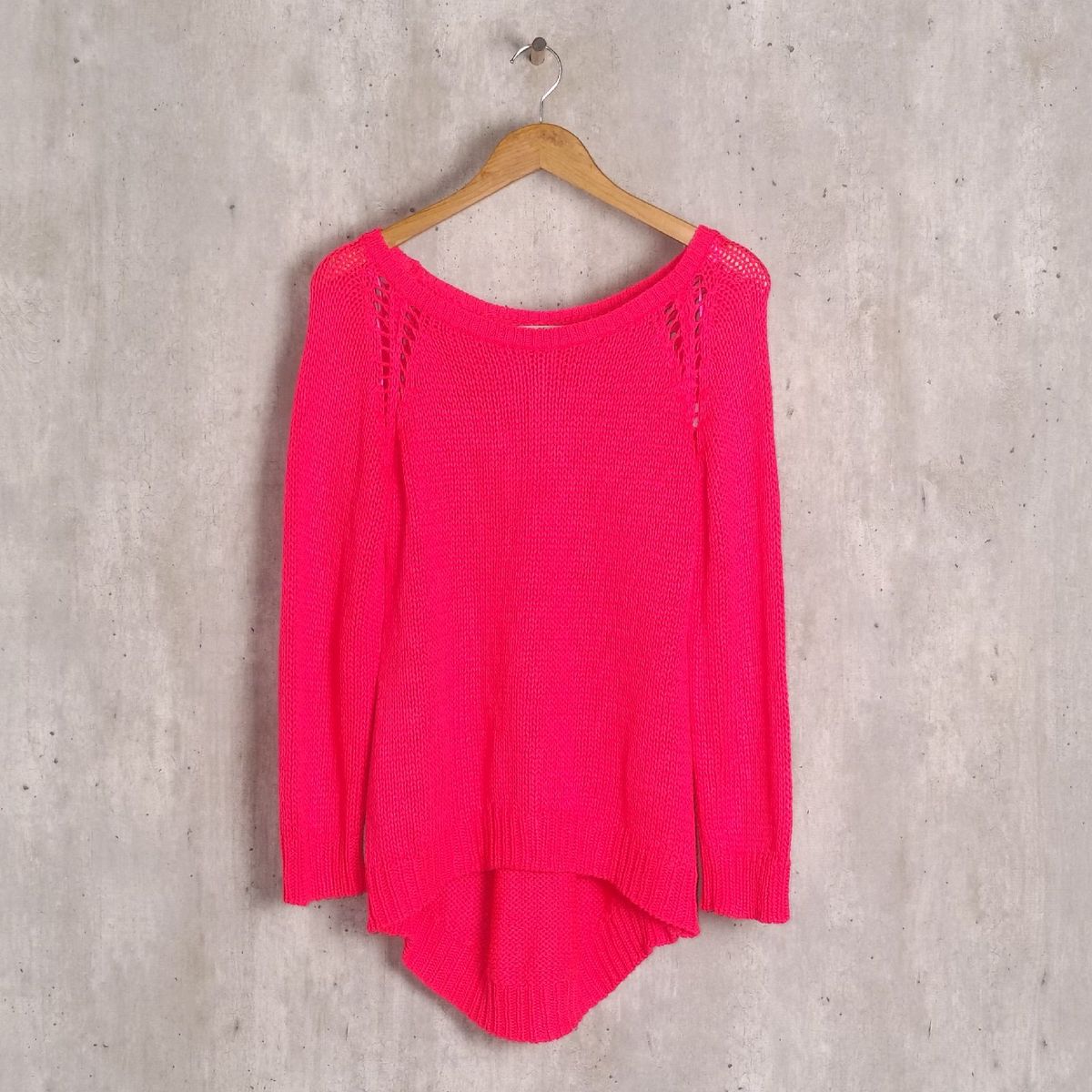 blusa rosa neon tricô em trama aberta zara - casaquinhos zara