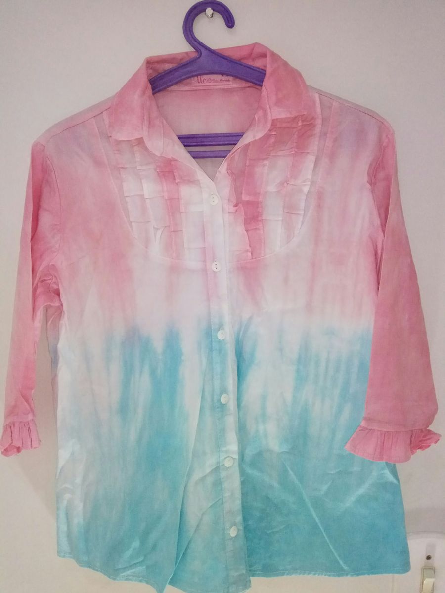 blusa social colorida