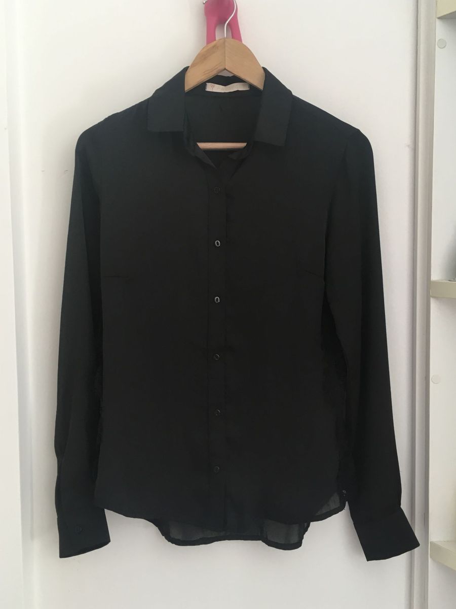 blusa feminina social preta