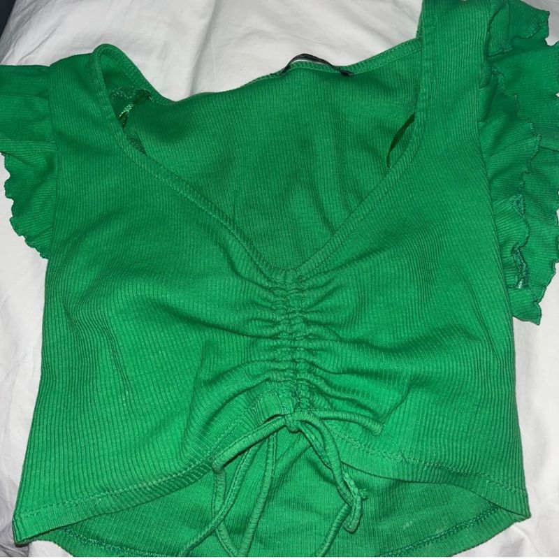 Blusa verde esmeralda online zara