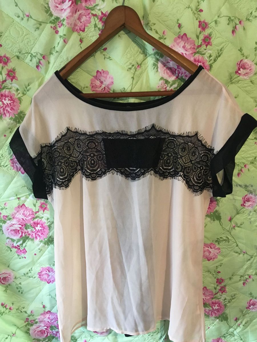 blusa transparente com renda - blusas sem marca