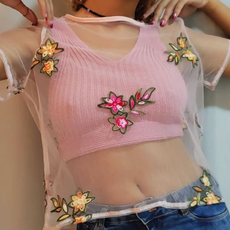 Blusas best sale transparentes rosa