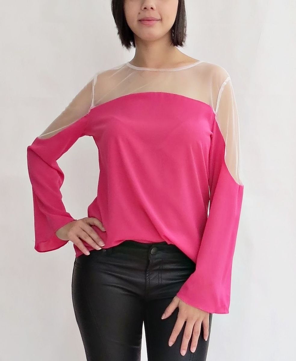 blusa tule pink - blusas griffteria-boutique