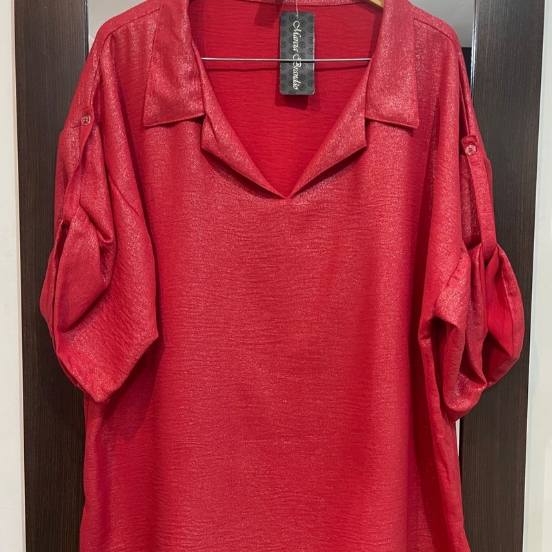 Blusa Vermelha Plus Size, Blusa Feminina Marcia Brandao Nunca Usado  80389148