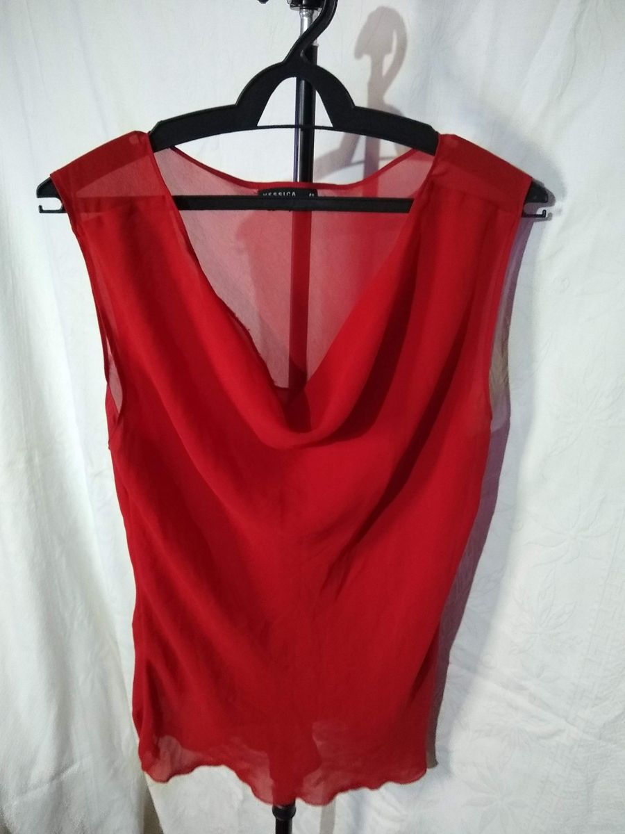 Blusa Vermelha Tecido Fino Elegante, Marca Yessica Tam 48, Blusa Feminina  Yessica Usado 95281671