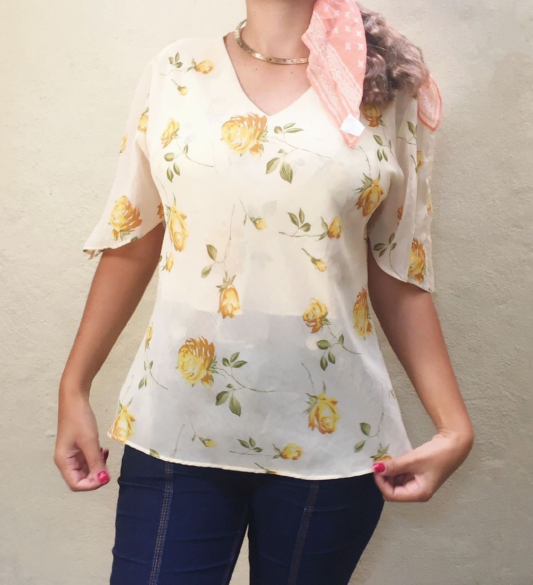 blusa vintage floral romântica - blusas vintage