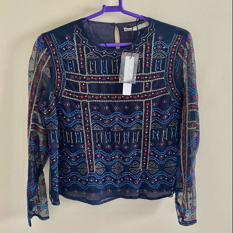 Blusa Zara Bordada Miçangas Étnica Blusa Feminina Zara Nunca Usado  81627753 enjoei