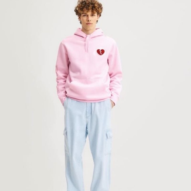 Blusão Regular Fechado em Moletom com Capuz e Estampa de Coração Partido  Camiseta Masculina Renner Blue Steel Usado 105074881 enjoei