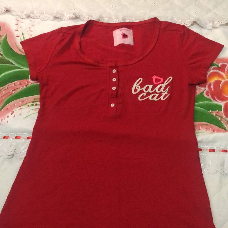 Baby Look Badcat Feminina Preta - Compre agora