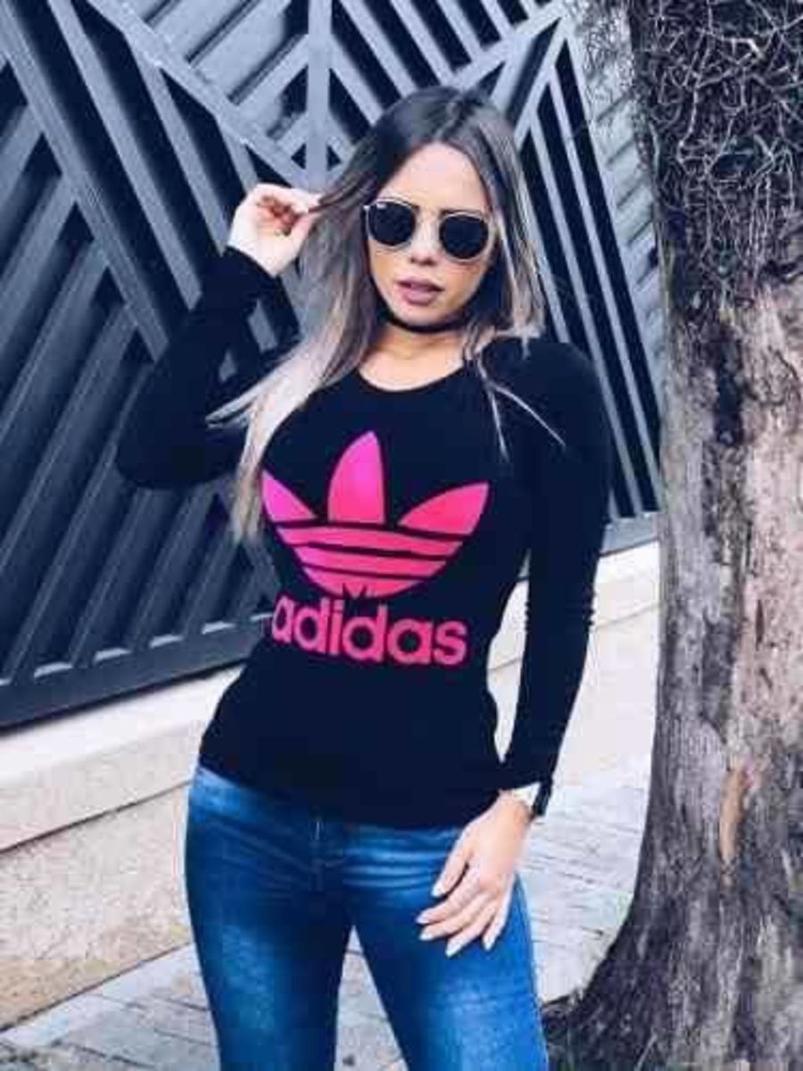 blusa manga longa adidas feminina