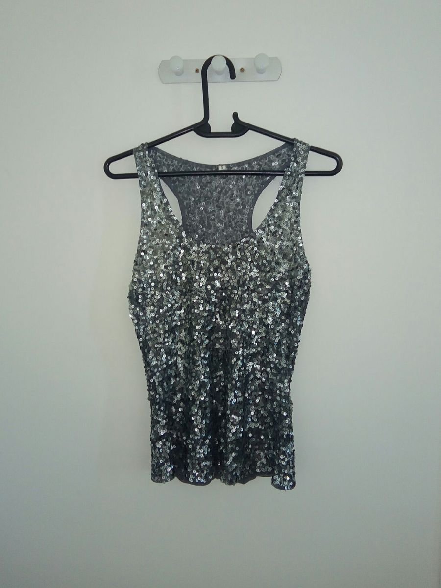 blusinha paetê prata - blusas sem marca